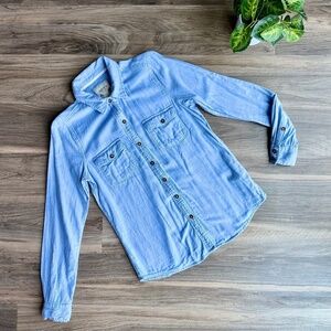 Forever 21 Soft Cotton Gauze Blue & White Checkered Button Down Shirt – Size S